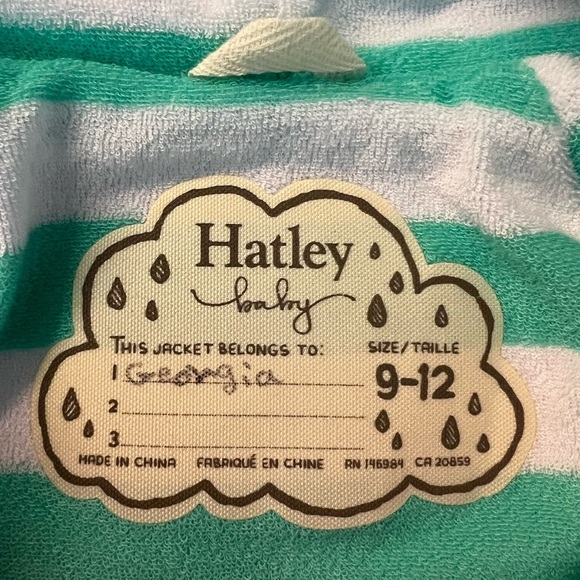 Hatley Green and Pink Baby Raincoat With Butterfly Pattern Size 9-12 Mos - Picture 5 of 10